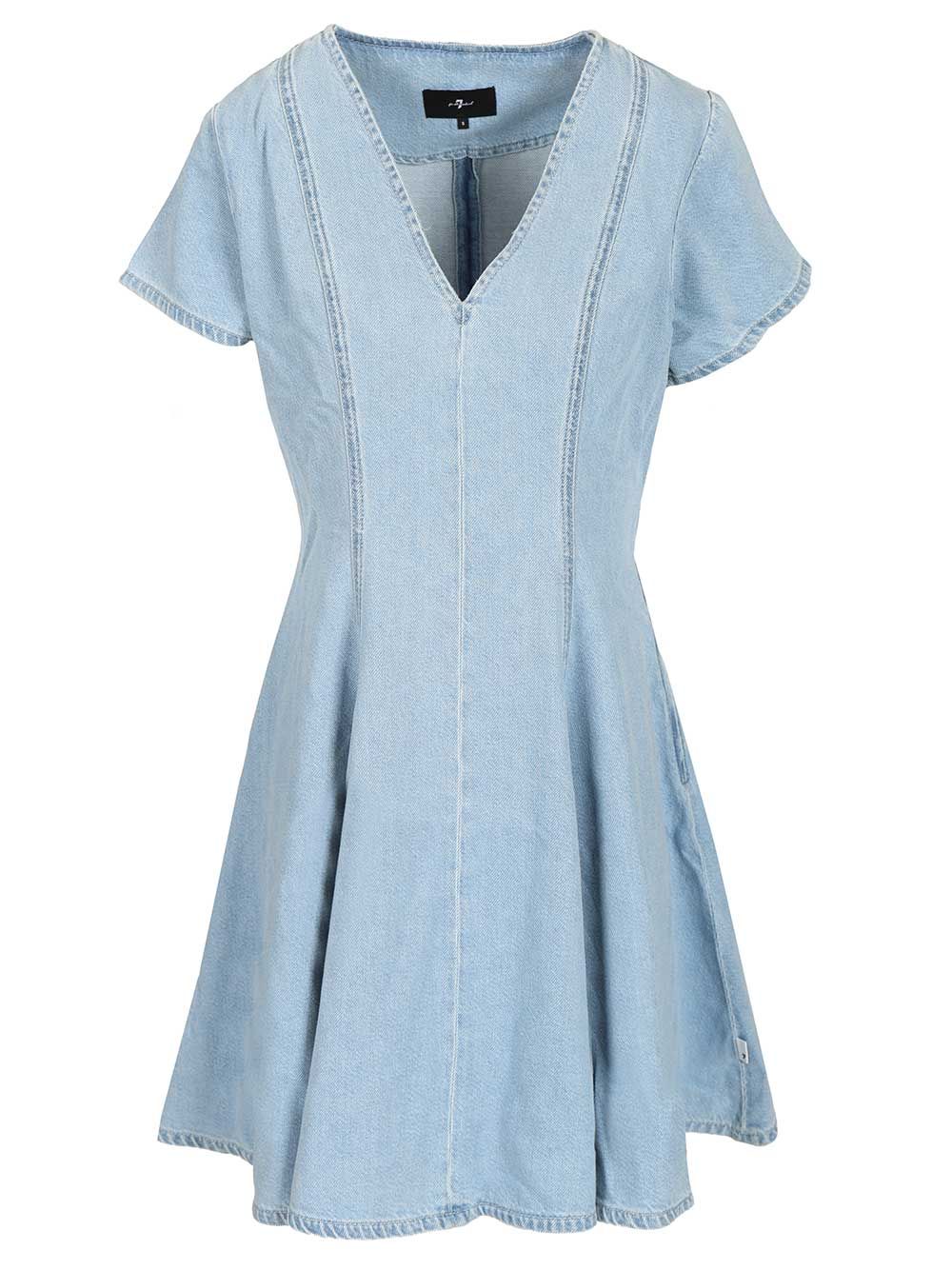 7 For All Mankind Flared Dress Abiti - Light blue | 75295eaea1fb1bbf2111eb36cc1612b7e8a1f8e5