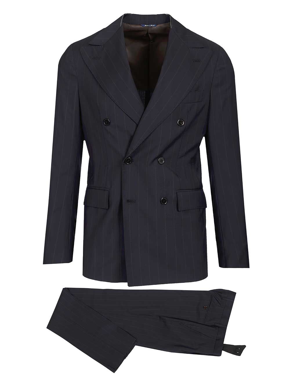 Al Duca D'Aosta Double-Breasted Pinstriped Suit Abiti - Blu | dc54e3153476a9ce59b1864391af731c1438fb6d
