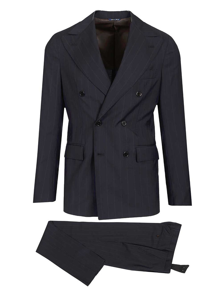 Al Duca D'Aosta Double-Breasted Pinstriped Suit Abiti - Blu | dc54e3153476a9ce59b1864391af731c1438fb6d