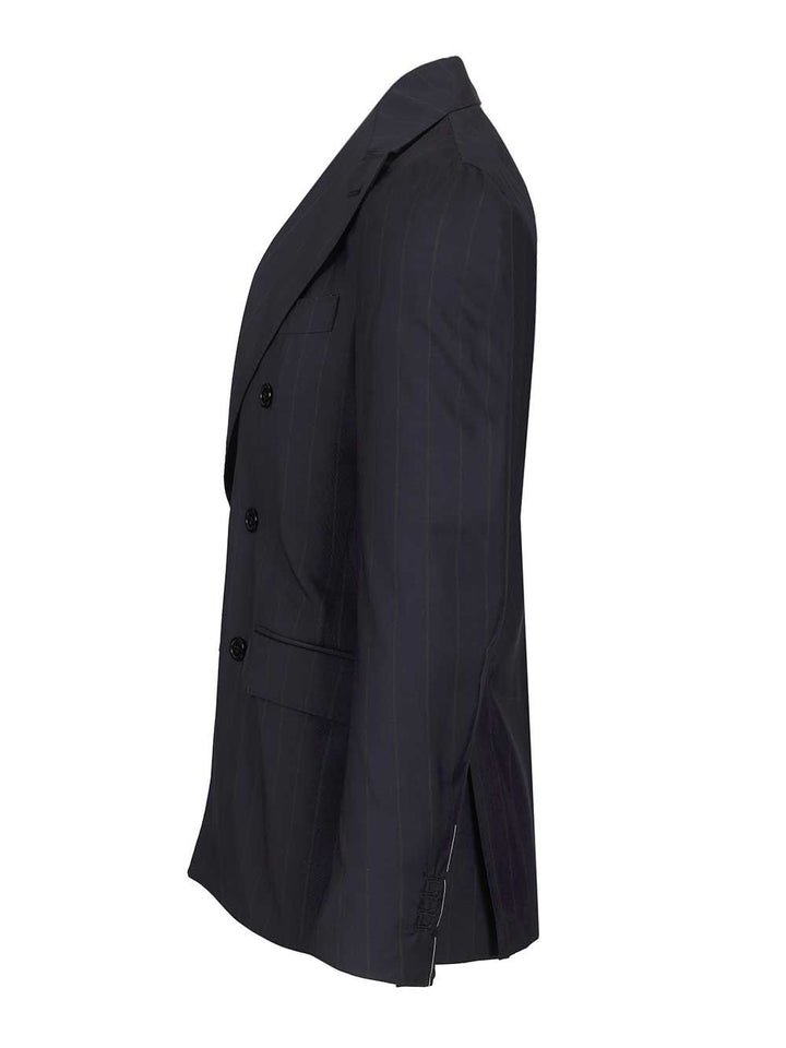 Al Duca D'Aosta Double-Breasted Pinstriped Suit Abiti - Blu | 789cfc822d77bbba4298059617c9049cee0a7a59