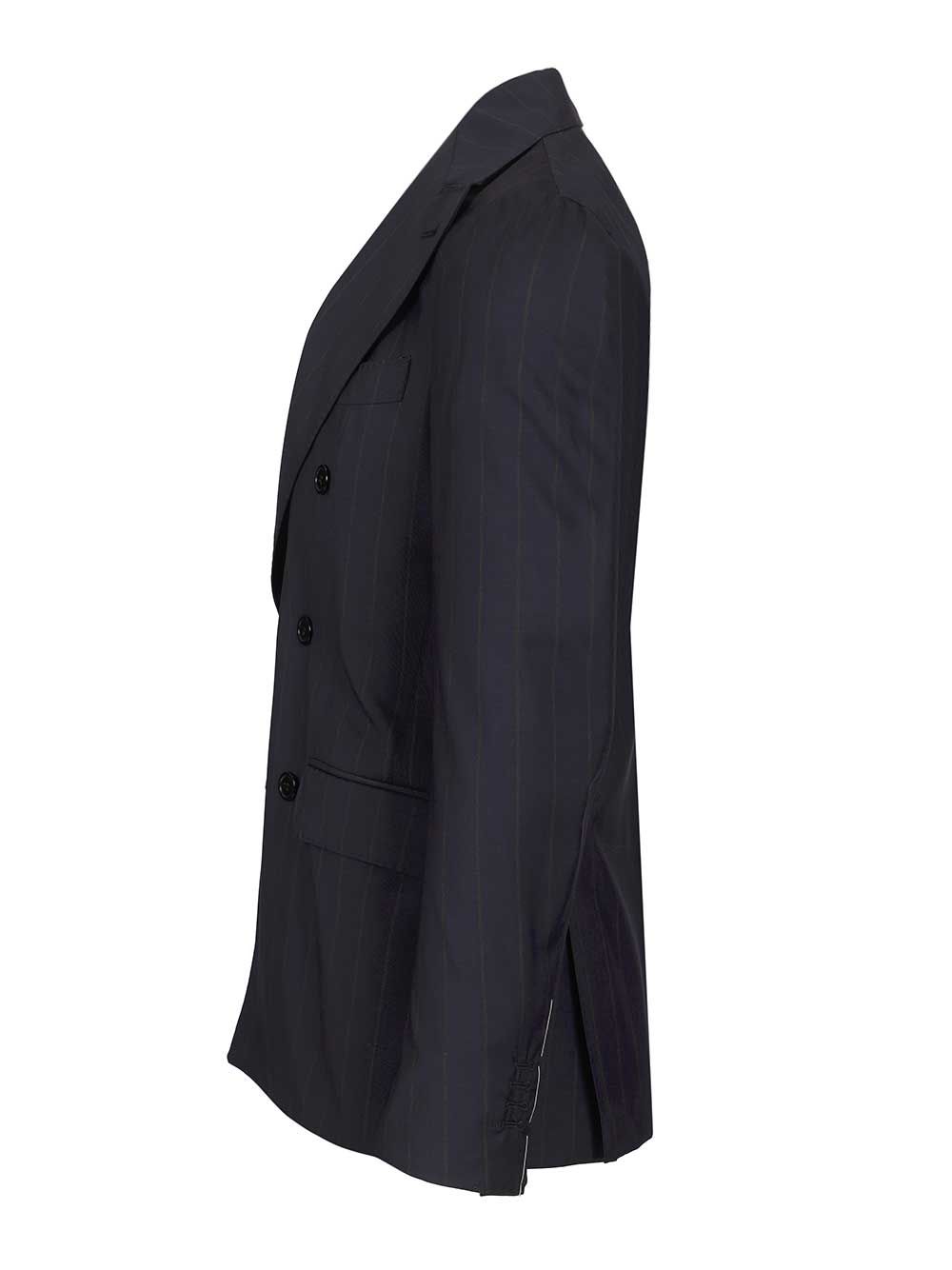 Al Duca D'Aosta Double-Breasted Pinstriped Suit Abiti - Blu | 789cfc822d77bbba4298059617c9049cee0a7a59