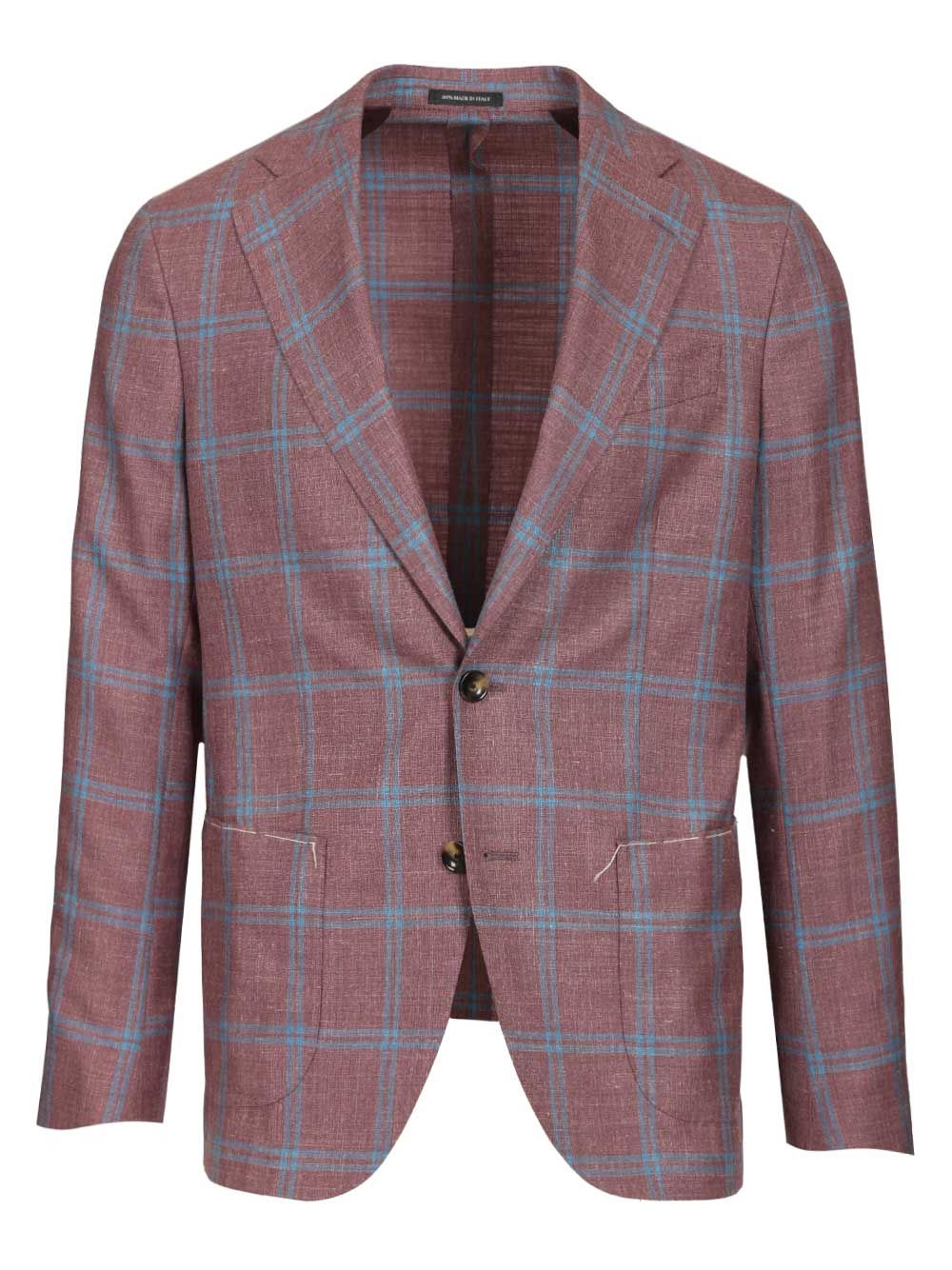 Al Duca D'Aosta Unlined Check Blazer Giacche - Bordeaux | 8bc420222815f0bbc5e65ccaddd498823b0b9eac
