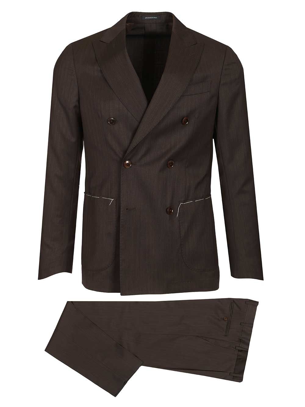 Al Duca D'Aosta Double-Breasted Herringbone Suit Abiti - Marrone | 877e3961175b560270eb7e6aadac206f3a8522eb