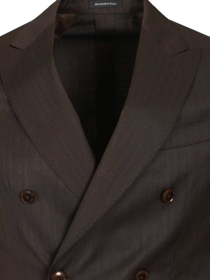 Al Duca D'Aosta Double-Breasted Herringbone Suit Abiti - Marrone | 404fbf00e515d43c560aeae5d8b8cc67c350e2c2