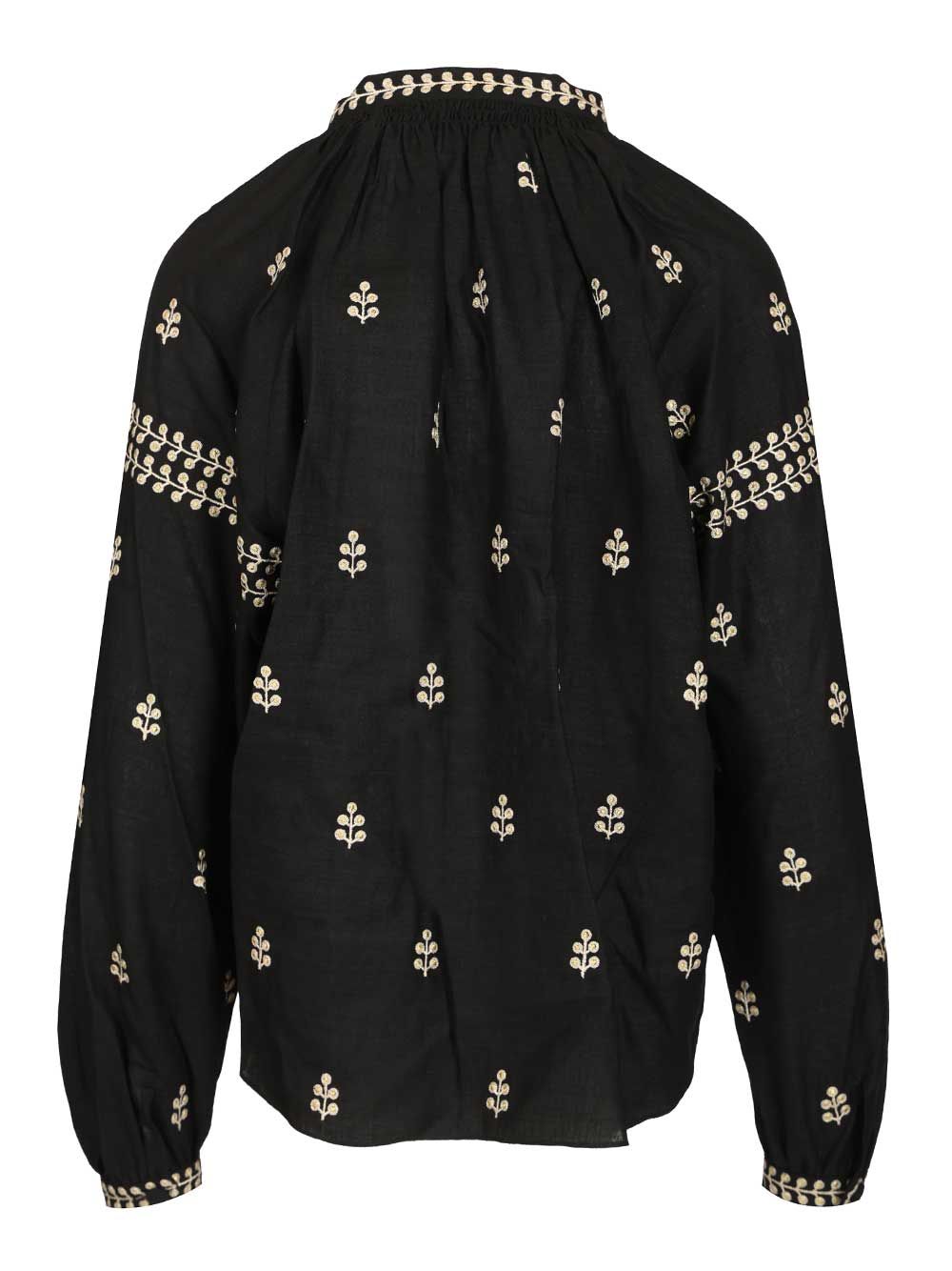 Isabel Marant Rodis Blouse In Embroidered Tussar Silk Shirts - Nero | 62550f483c7147b2df533cc24a5c9679b7029391