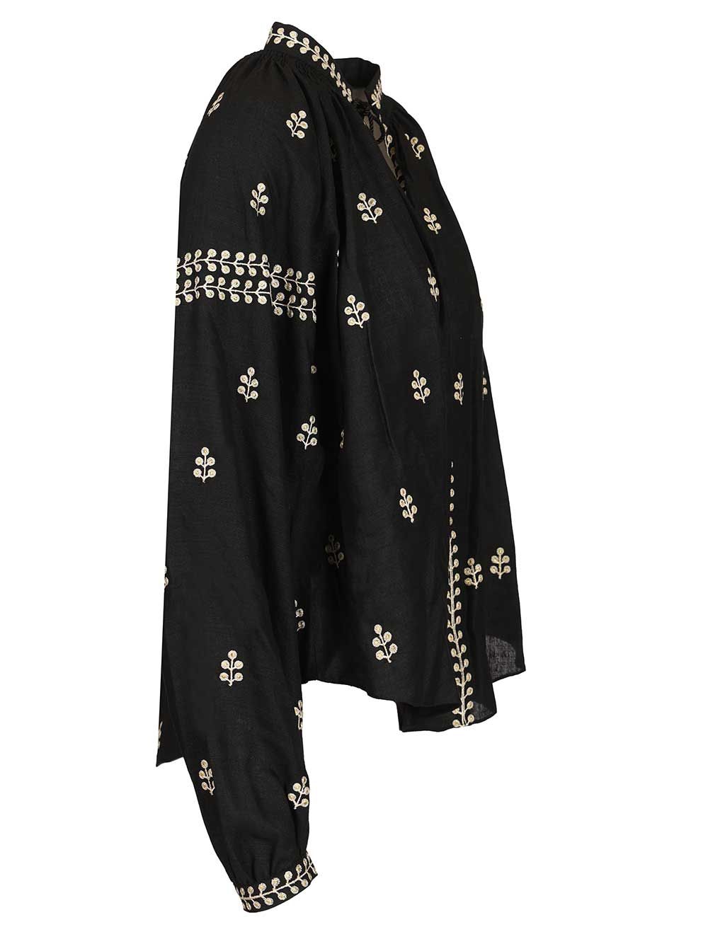 Isabel Marant Rodis Blouse In Embroidered Tussar Silk Shirts - Nero | dd3f3cc79fd439d5e546b31d49c482e40f504794