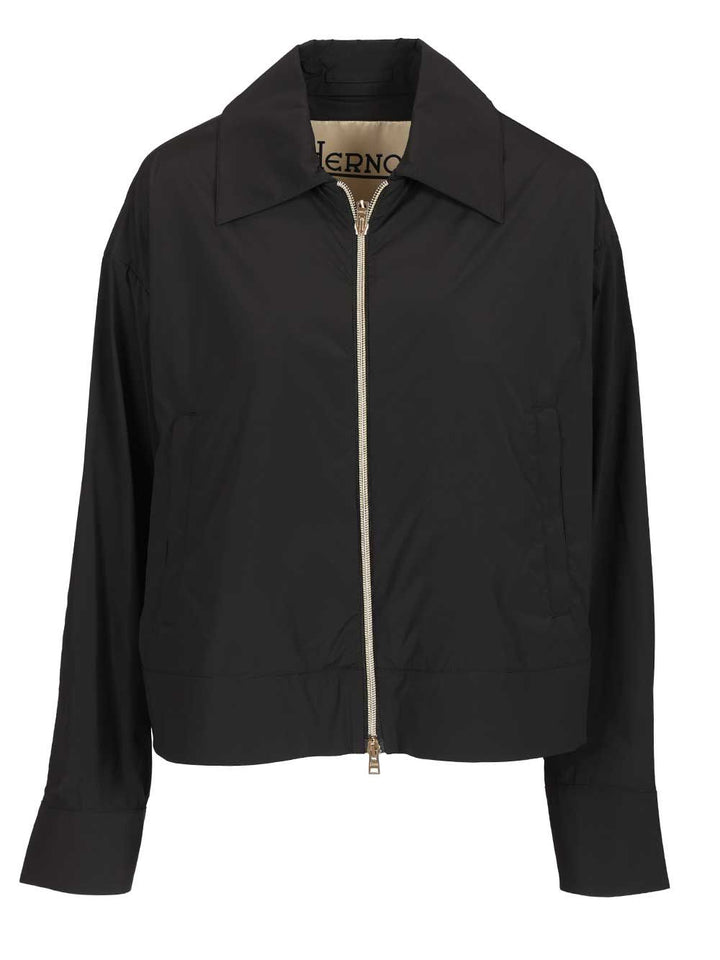 Herno Short Jacket In Stretch Nylon Giacche - Nero | 1f8f07b7ae8aa88f6ceb9136ca95463fbc73d6a6