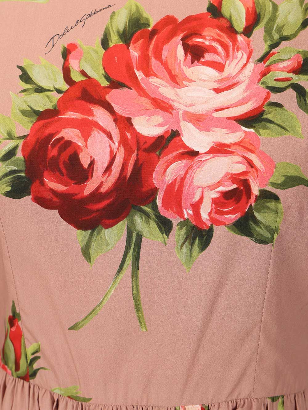 Dolce & Gabbana Cotton Dress With Rose Bouquet Print Abiti - Multicolor | d85dbeadf36db25e4abd0ee99f16f63237fdce16