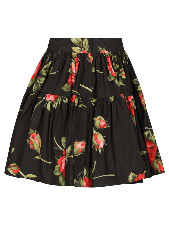 Dolce & Gabbana Short Skirt With Rose Bouquet Print Gonne - Nero | 1c059ceee64445926a8fa13f17e623ea714a91fd