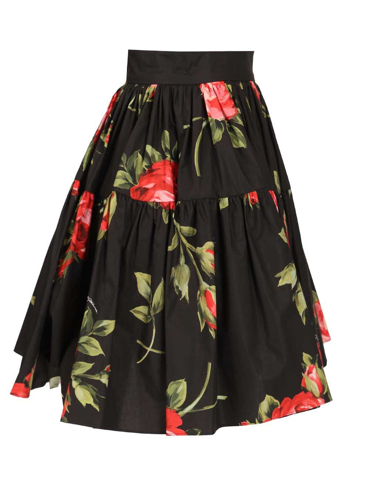 Dolce & Gabbana Short Skirt With Rose Bouquet Print Gonne - Nero | 3b57b1c7af38470923dfc3441c3079c5b3e83ea5