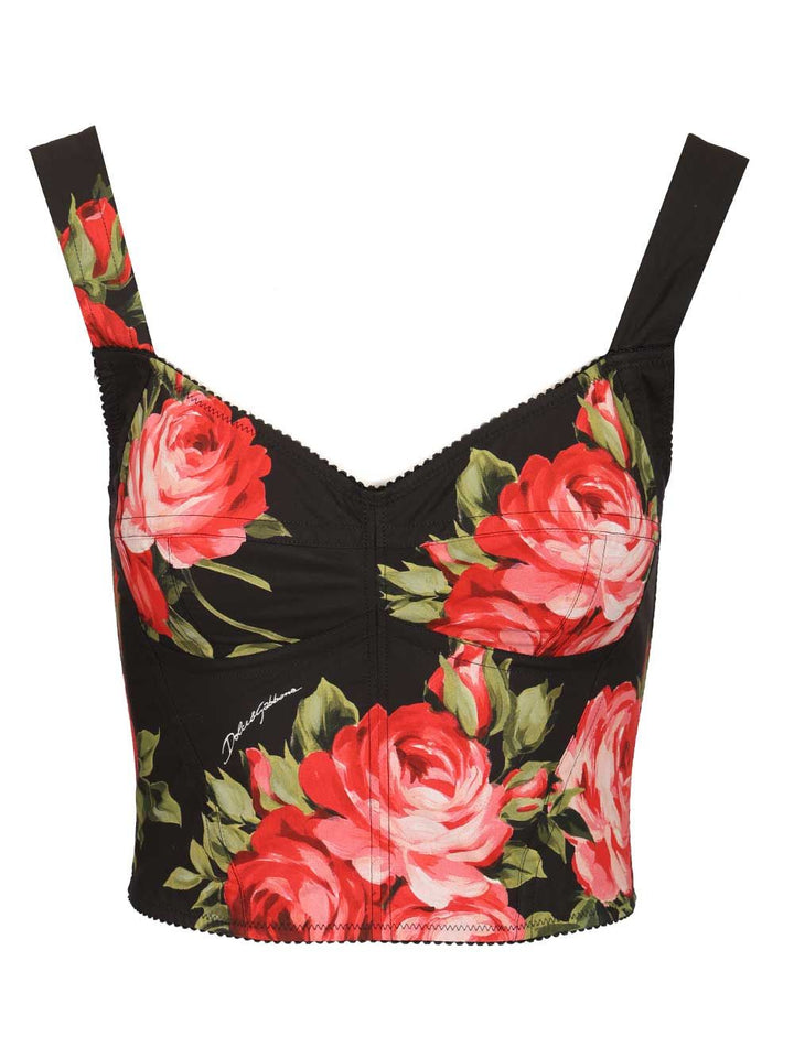 Dolce & Gabbana Rose Bouquet Print Bustier Top Top - Nero | 762d16ce14e0d64d1e59cd32b2ab50b246fb0ebd