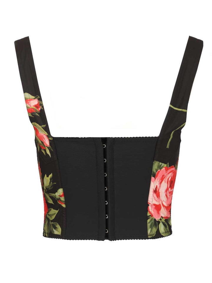 Dolce & Gabbana Rose Bouquet Print Bustier Top Top - Nero | 21d68d779f02eeb11c98ecf669bc851b8508cc5a