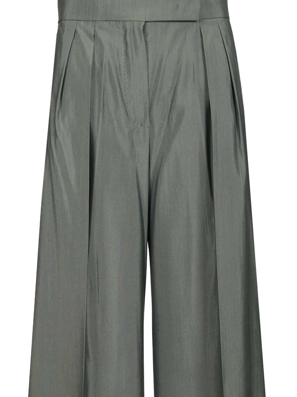 Max Mara Wide-Leg  In Wool And Silk Trousers - Verde | 6de23046b28c4e9a82203373d5a30154b35c12f1