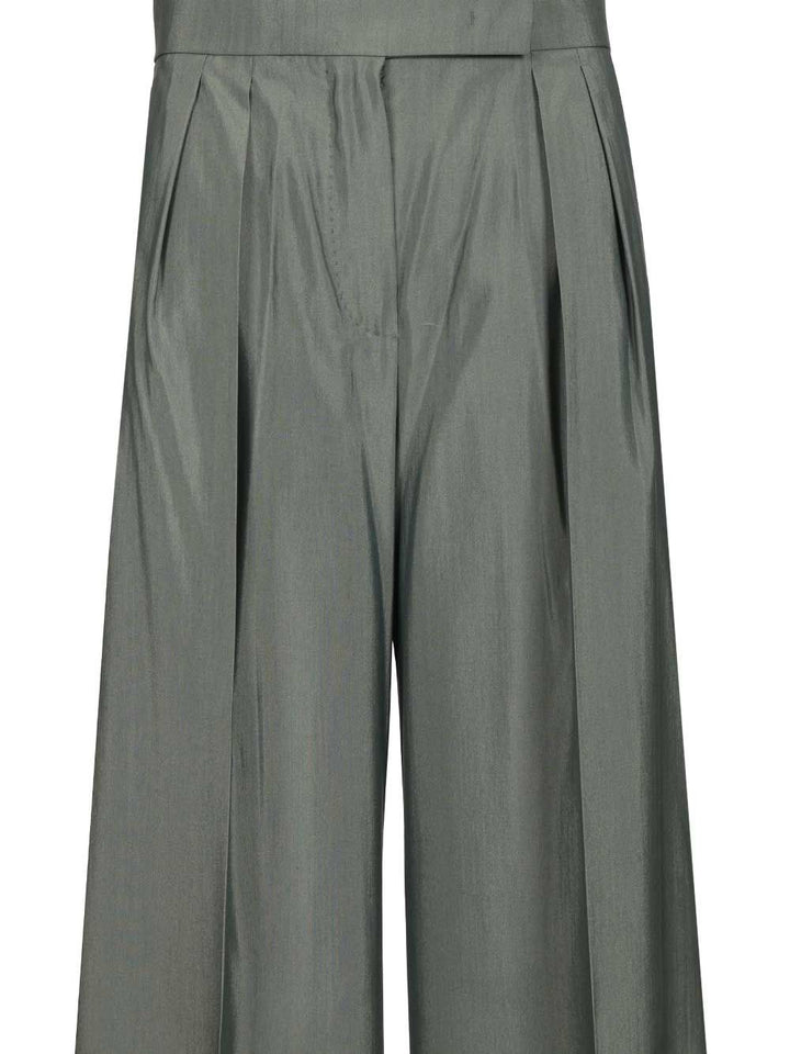Max Mara Wide-Leg  In Wool And Silk Trousers - Verde | 6de23046b28c4e9a82203373d5a30154b35c12f1