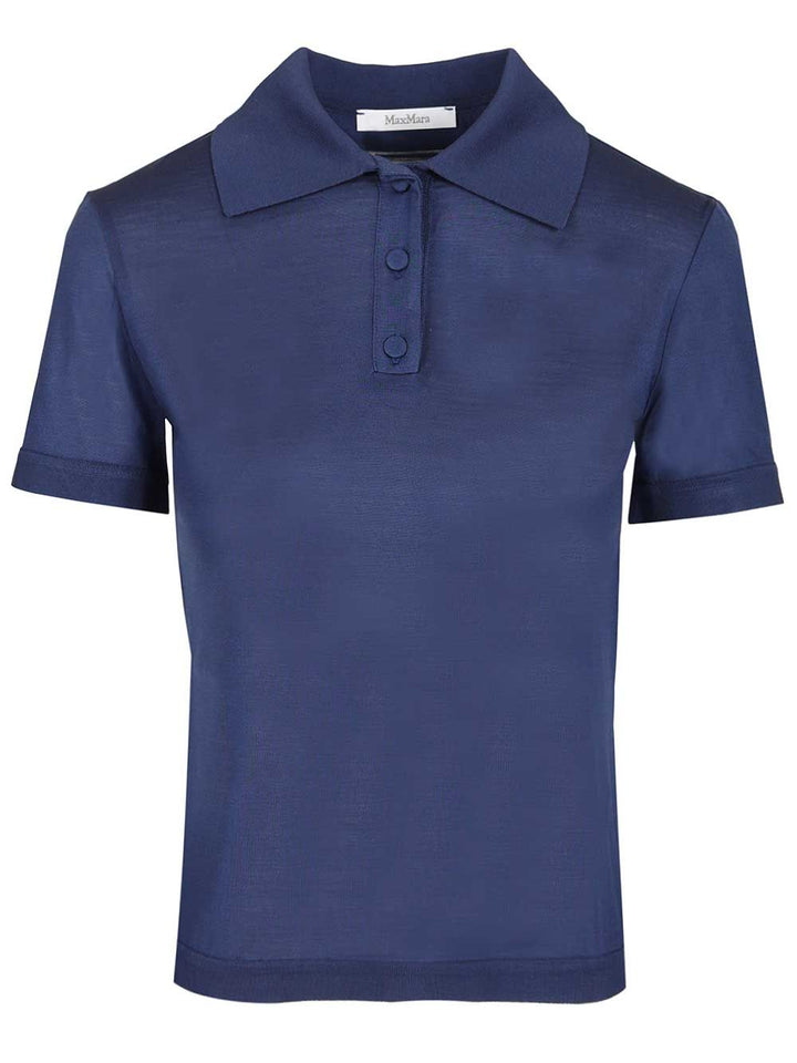 Max Mara Silk Jersey Polo shirt - Blu | 7b6ba4a1ecdc01542d26ae91ead1b645ac3ff084