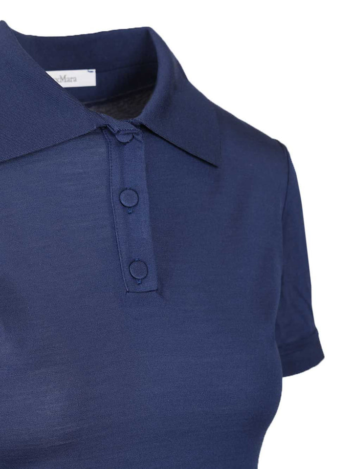 Max Mara Silk Jersey Polo shirt - Blu | 03d60488d746e1ef9936c610bbcfd58ea0063857