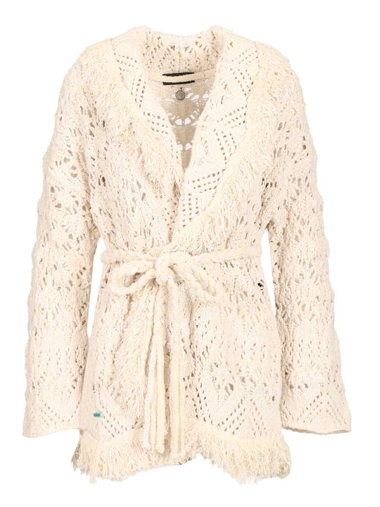 Lagoon Romance Cotton Blend Cardigan Knitwear Bianco