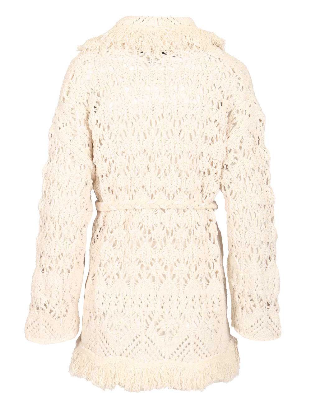 Alanui Lagoon Romance Cotton Blend Cardigan Knitwear - Bianco | 042f2923353ea50a9f3656300f08d4a323a30e1f