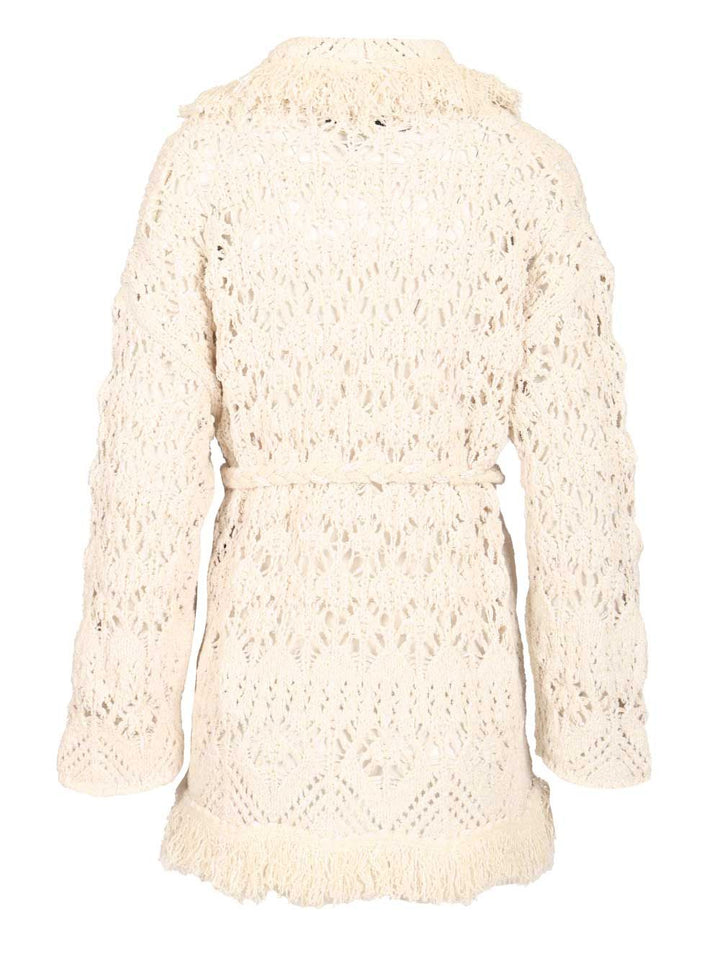 Alanui Lagoon Romance Cotton Blend Cardigan Knitwear - Bianco | 042f2923353ea50a9f3656300f08d4a323a30e1f
