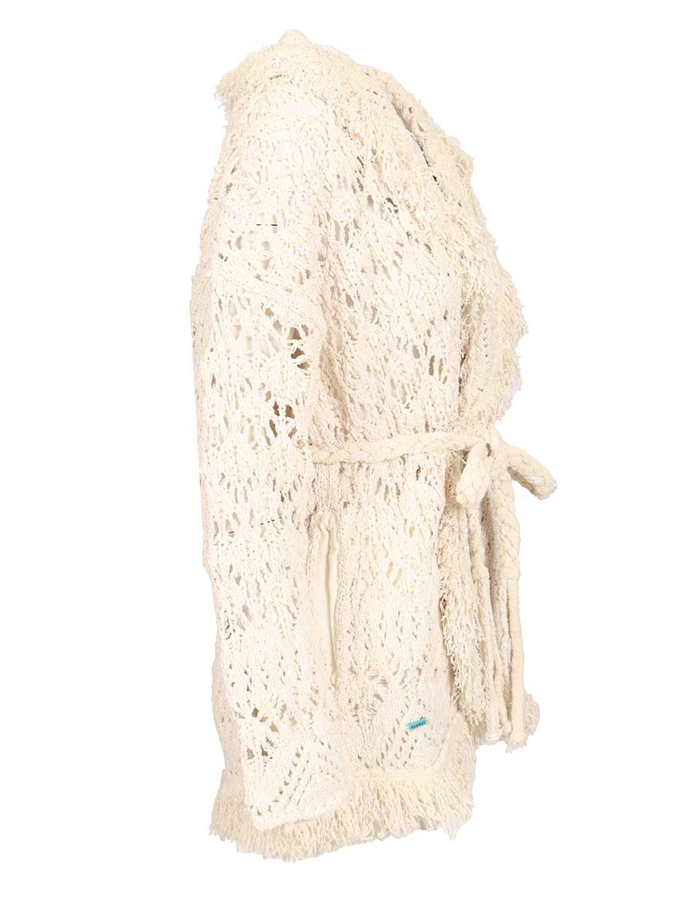 Alanui Lagoon Romance Cotton Blend Cardigan Knitwear - Bianco | 7c54a2c3105dbf70739908ac92803a96cc1bdf57