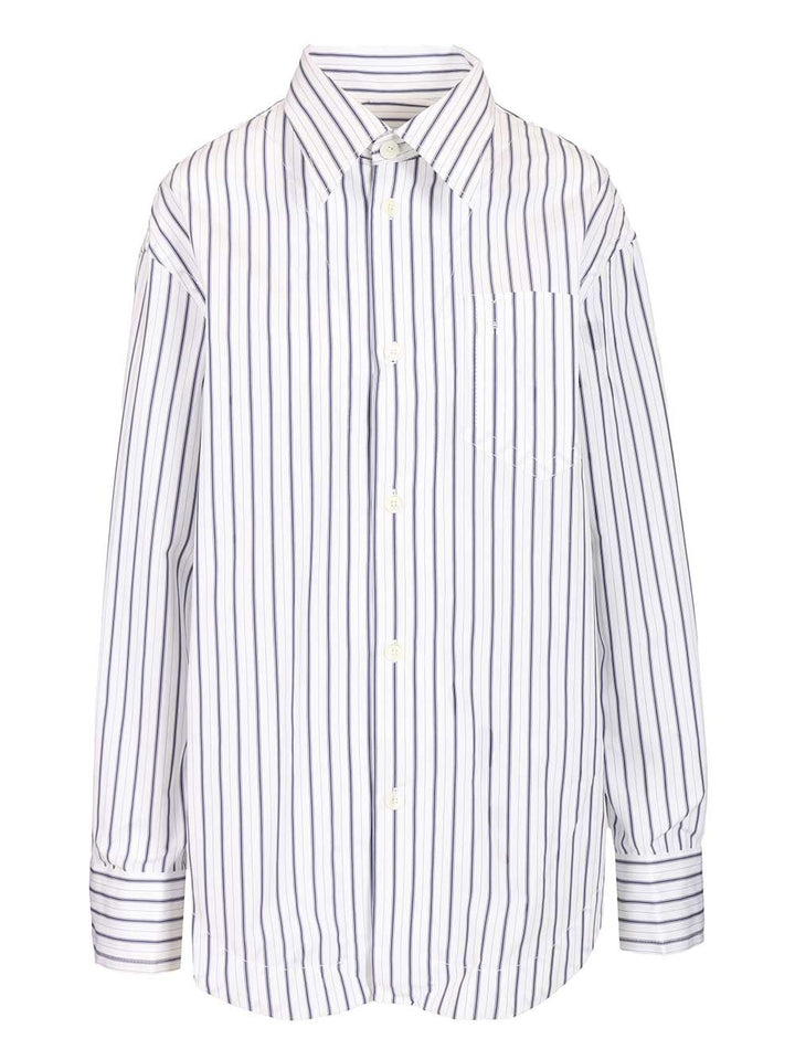Ami Wide Striped Shirt Shirts - Bianco | 92e3c02412a97e99a2700c251bcb2bdc2de921e9