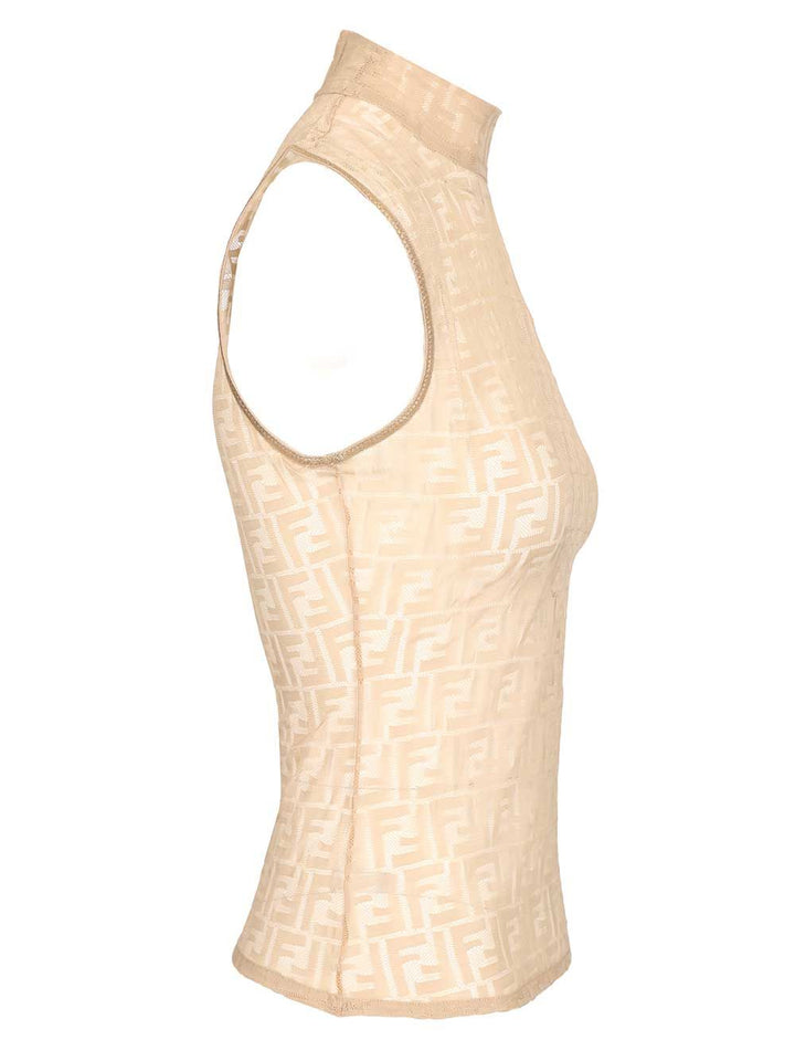 Fendi Ff Jersey Top Top - Beige | 93f905504a69d23c37ca9870bcbca8406312f15d