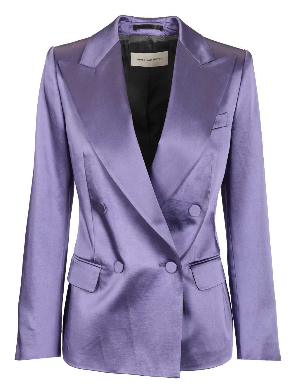Dries Van Noten Blazer In Shiny Satin Giacche - Violet | adc4ae0c488cb7d9ca489ab3dfcf8e6e4cb6c91a