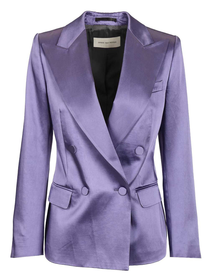 Dries Van Noten Blazer In Shiny Satin Giacche - Violet | adc4ae0c488cb7d9ca489ab3dfcf8e6e4cb6c91a
