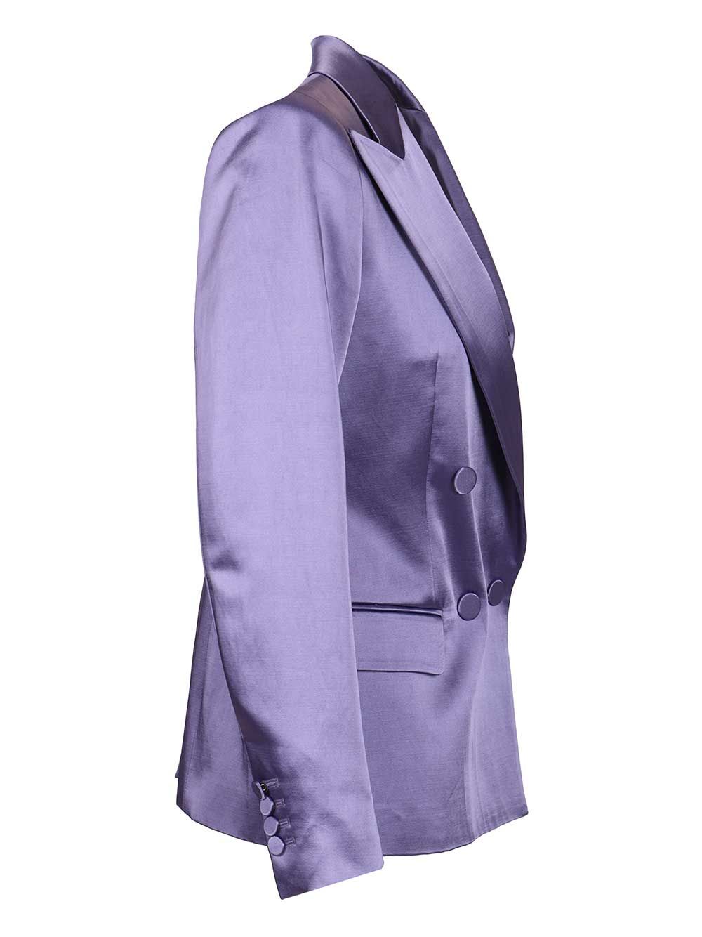 Dries Van Noten Blazer In Shiny Satin Giacche - Violet | 7118d2662c2f36100362f65ae8c94ff2afe3a043