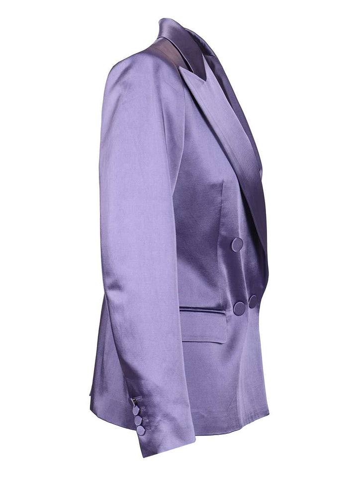 Dries Van Noten Blazer In Shiny Satin Giacche - Violet | 7118d2662c2f36100362f65ae8c94ff2afe3a043