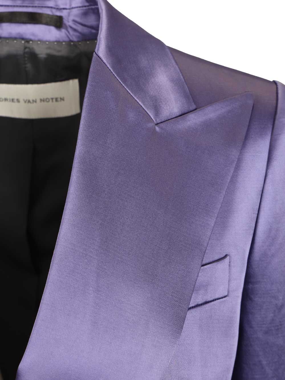 Dries Van Noten Blazer In Shiny Satin Giacche - Violet | 77f34741ee2ee16e4d4b1e1777815c3e4be9a154