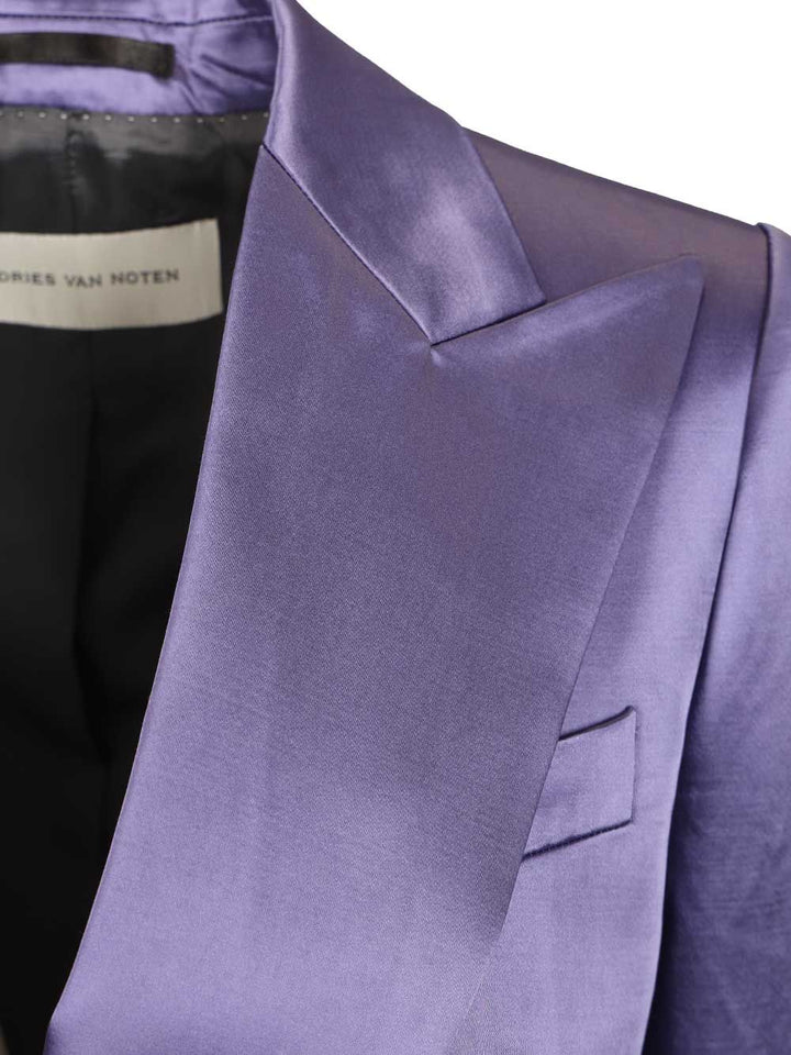 Dries Van Noten Blazer In Shiny Satin Giacche - Violet | 77f34741ee2ee16e4d4b1e1777815c3e4be9a154
