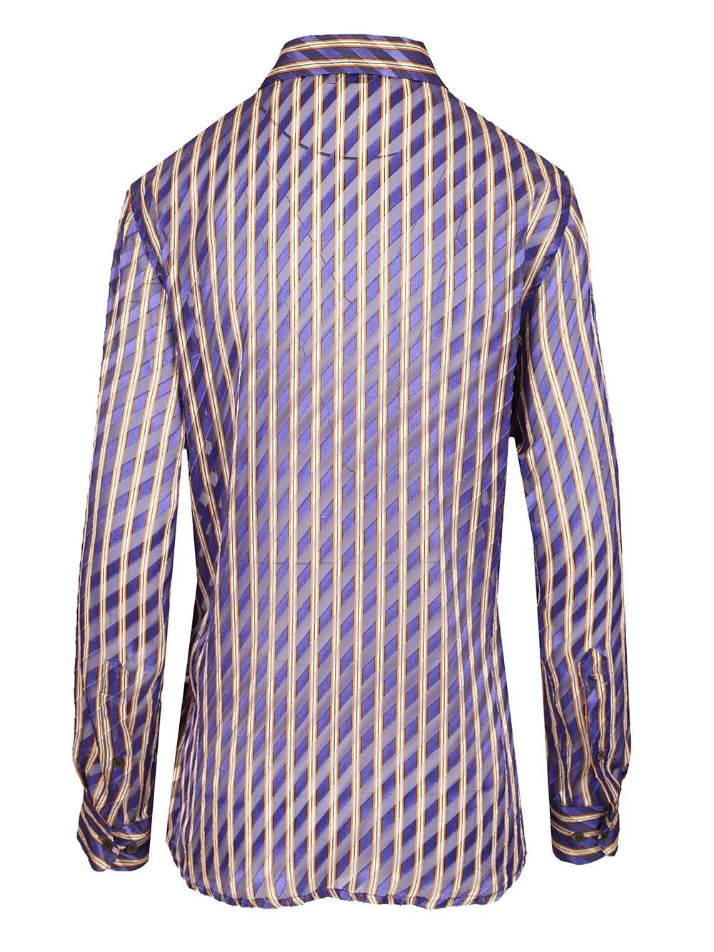Dries Van Noten Striped Dévoré Satin Shirt Shirts - Violet | 959fbdfd2b67ab9794053233d62955d08e4a1dd8