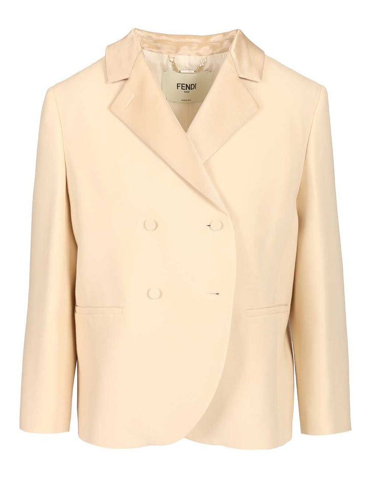 Fendi Double-Breasted Wool Blazer Giacche - Rose | 2a93c25e84a6e143a3d6fe0fec4842769e815df3