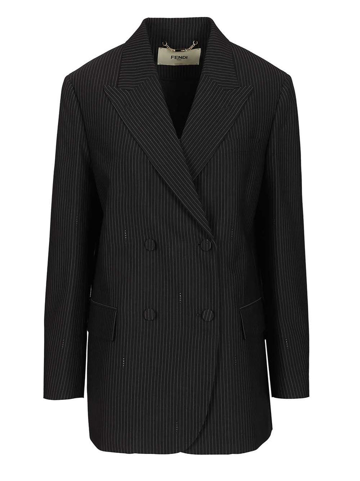 Fendi Pinstriped Wool Blazer Giacche - Blu | 18a023eeae4bfd314284bdc36f1c2a0f33065c1f