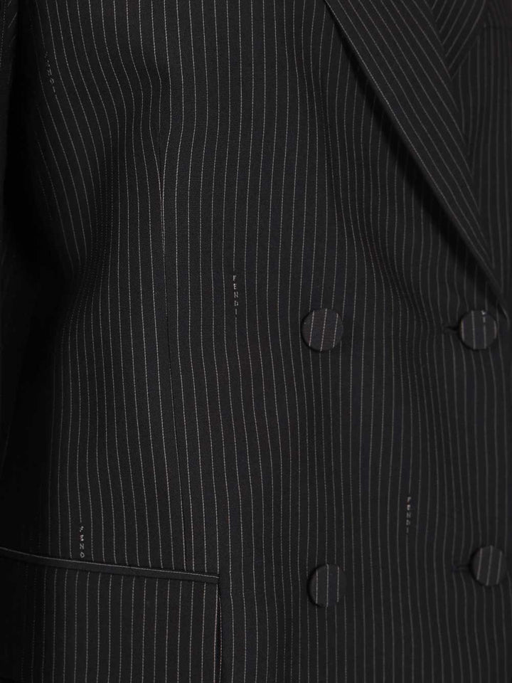 Fendi Pinstriped Wool Blazer Giacche - Blu | ebcc577c3af866404fea4bad6bca338c3576bf4d