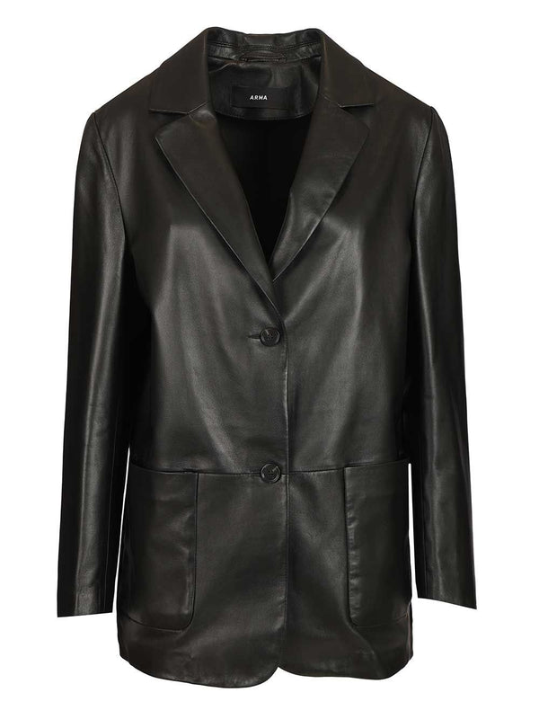Ohann Blazer de Cuero Chaquetas Negro