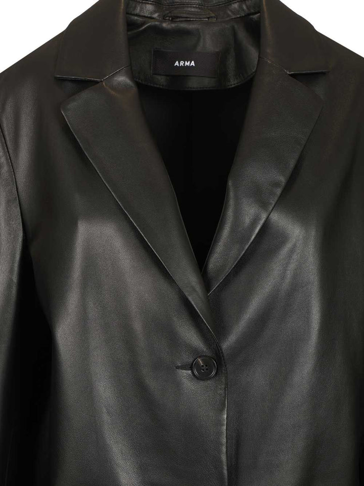 Arma Ohann Leather Blazer Giacche - Nero | 7fbe1a25339379fe57c5f8211412f562452f2337
