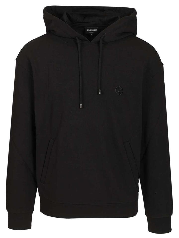Giorgio Armani Cashmere And Cotton Hooded Sweater Sweatshirts - Nero | c8b9ac3326ed4577845c6a767663c268906f50f6