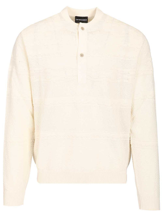 Sweater With Henley Collar Knitwear Bianco