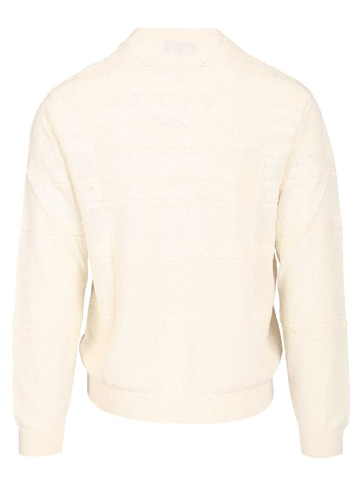 Emporio Armani Sweater With Henley Collar Knitwear - Bianco | 004138af41da64ca5df3d533a0c5ba744ef0349d