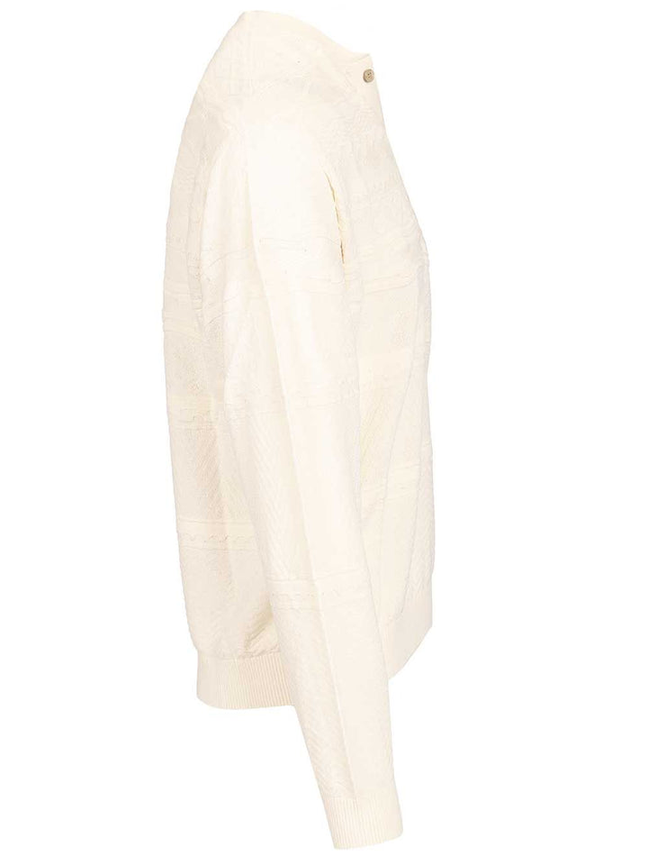 Emporio Armani Sweater With Henley Collar Knitwear - Bianco | eff126a137f432a3e1c6ae956b55303994d2a64d