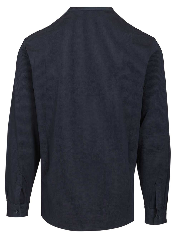 Emporio Armani Seersucker V-Neck Shirt Shirts - Blu | e6723f28dbca5a498f89701ef929f5dbfd65a7e0
