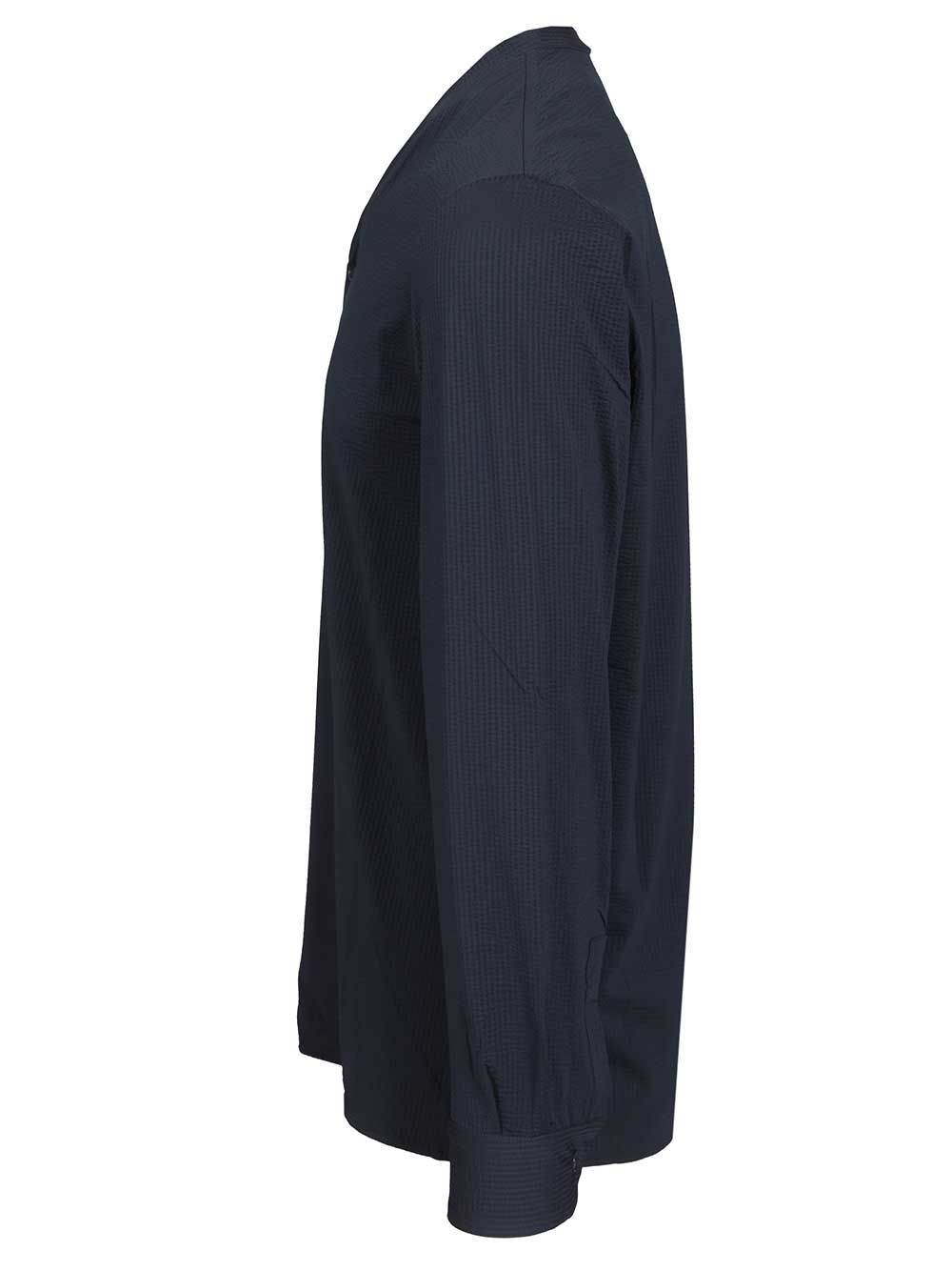 Emporio Armani Seersucker V-Neck Shirt Shirts - Blu | 441ac87782e0fa21d652a9d0b6a148f0a8ac24a3