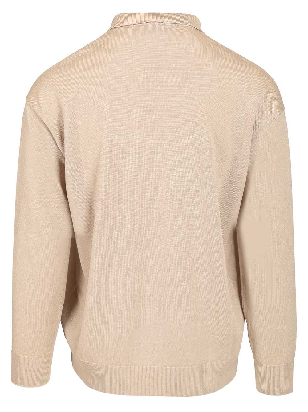 Giorgio Armani Long-Sleeved Polo Shirt Knitwear - Beige | 8f86b245056b0606b3bbd4b67258dc54c56e3252