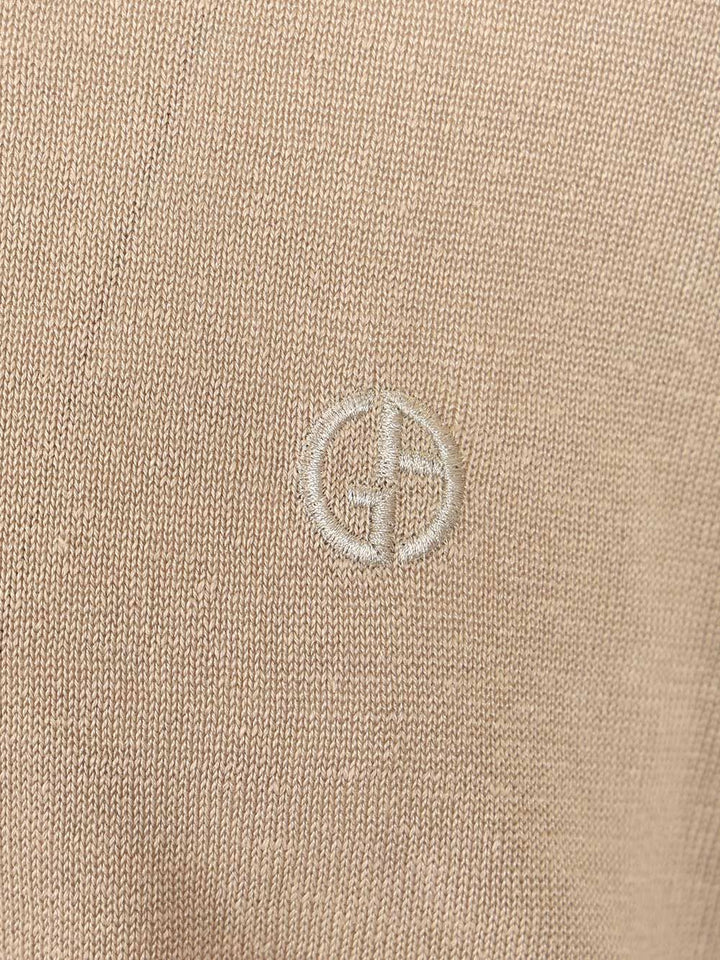 Giorgio Armani Long-Sleeved Polo Shirt Knitwear - Beige | e9c202e15d13351232d96ff591383b290acbc551