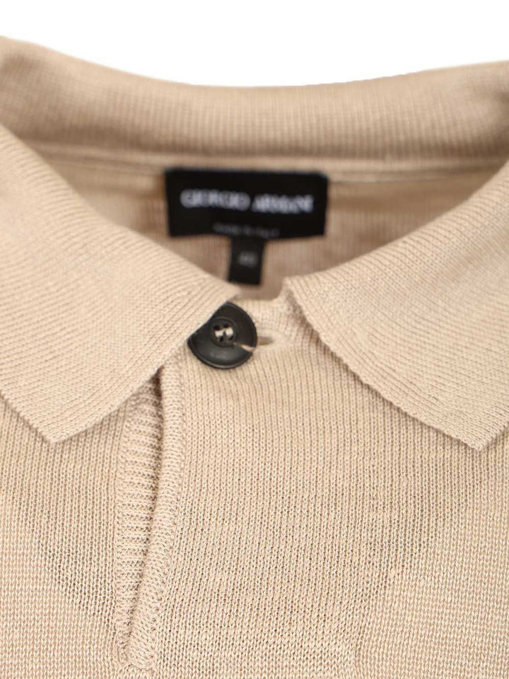Giorgio Armani Long-Sleeved Polo Shirt Knitwear - Beige | 0b4b08bd7f7357b78b8c2df5f2e0b27b72cec4d6