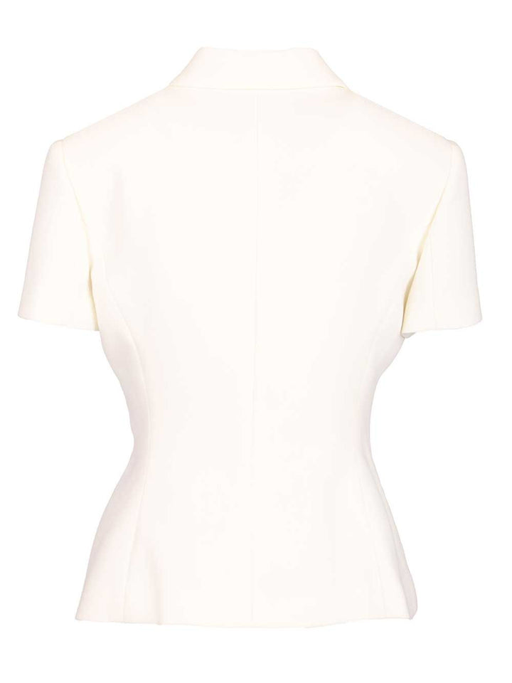 Versace Fitted Jacket In Double Wool Crêpe Giacche - Bianco | 3a58aaa52698968515a000d3f567fc21c61930e0