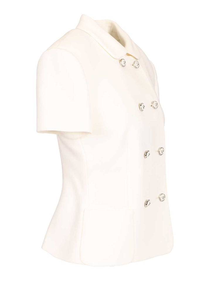Versace Fitted Jacket In Double Wool Crêpe Giacche - Bianco | aa274a20179bf6e737f4ad36d00c8bd45976f5b3