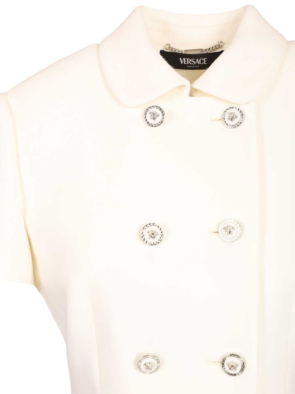 Versace Fitted Jacket In Double Wool Crêpe Giacche - Bianco | 613d735ff55a70d63b0cfae2f71d2b26584556eb